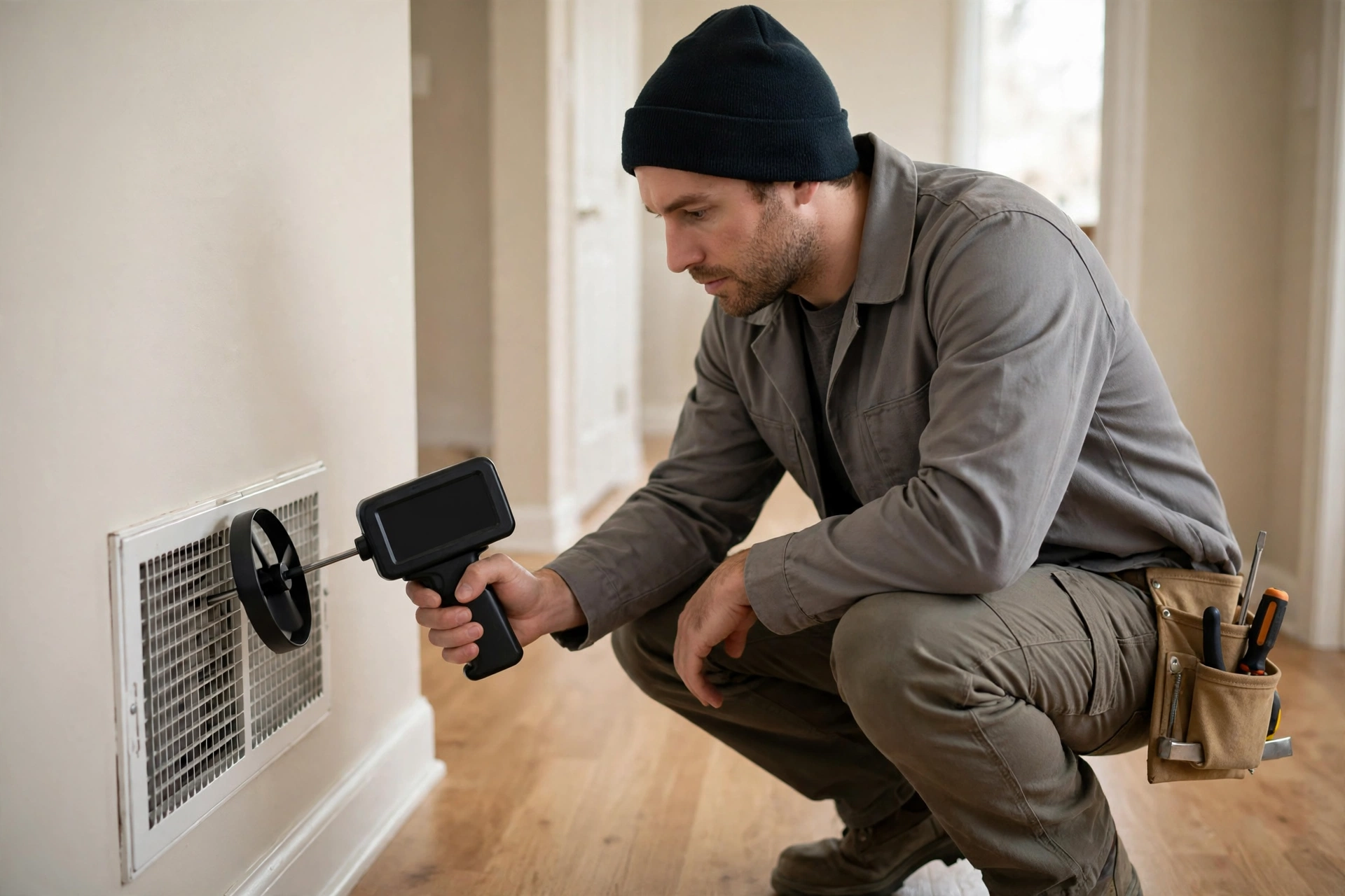 Gas furnace unit in a residential basement in Claremont, New Hampshire