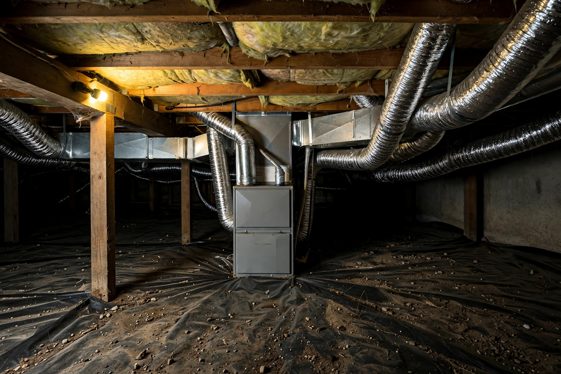 Furnace technician inspecting a home heating system in Windham, New Hampshire